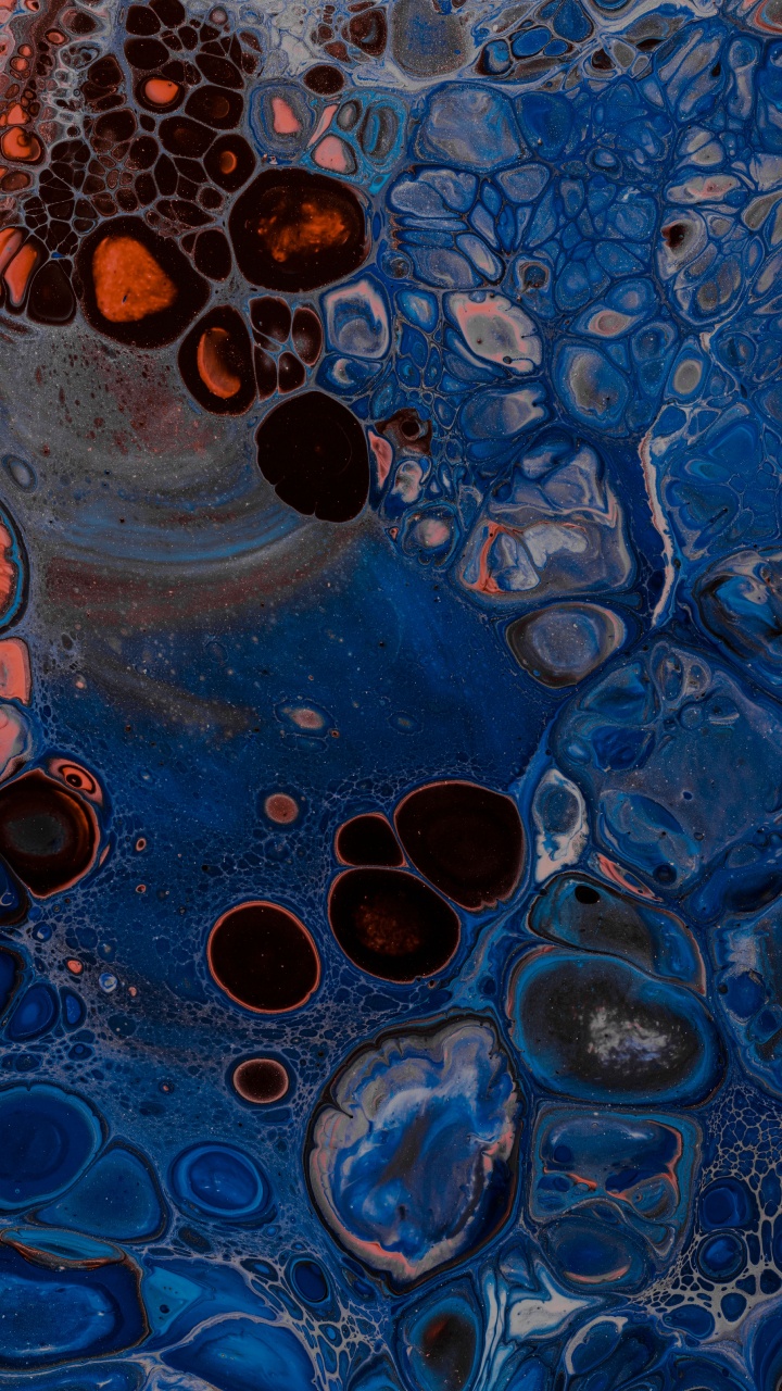 Gotas de Agua Sobre la Superficie Azul. Wallpaper in 720x1280 Resolution