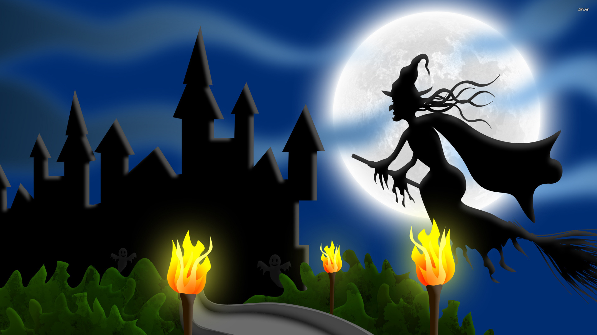 Illustration, Sky, Halloween, Grasses, my Tiny Phone. Wallpaper in 1920x1080 Resolution