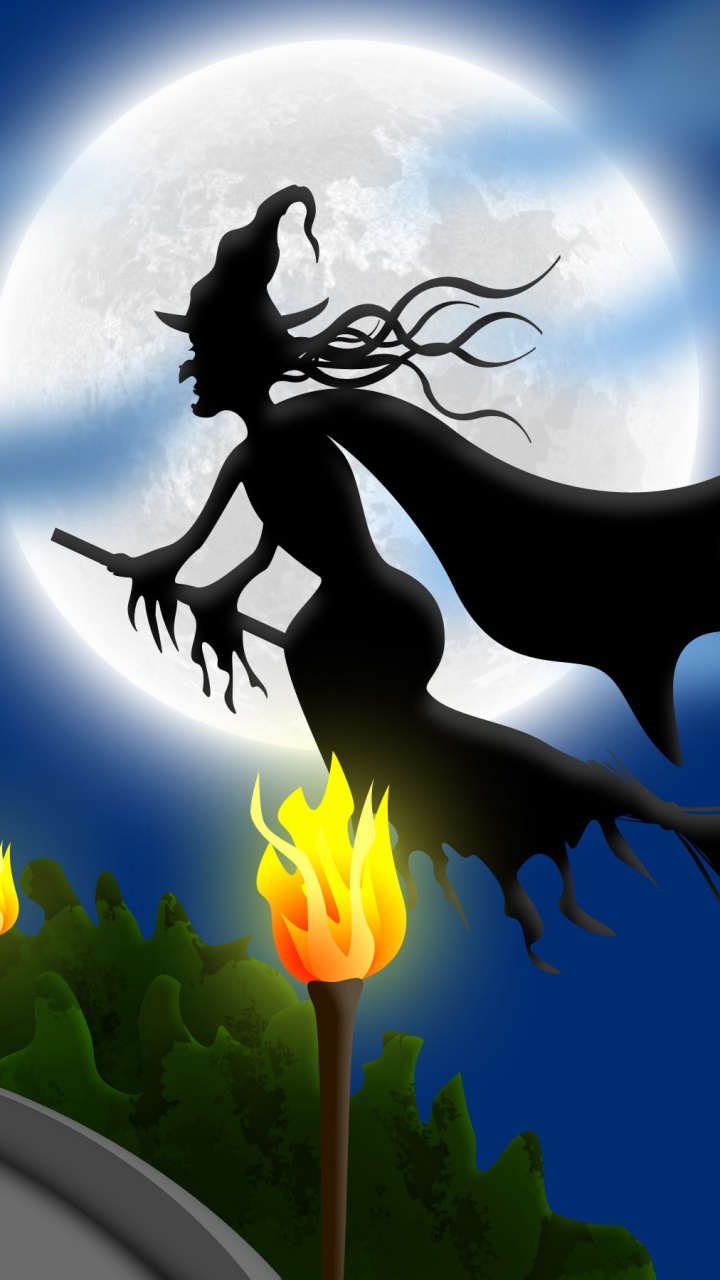 Illustration, Sky, Halloween, Grasses, my Tiny Phone. Wallpaper in 720x1280 Resolution