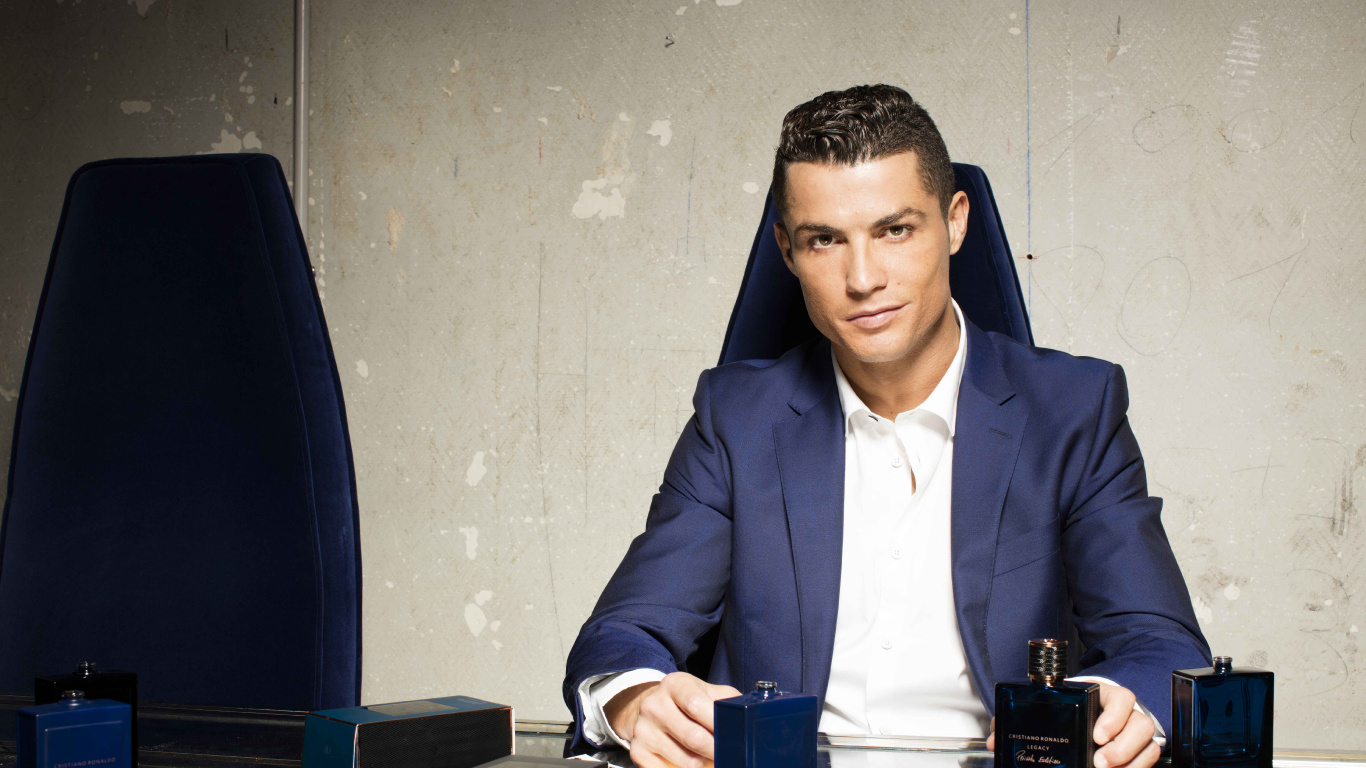 Cristiano Ronaldo, Real Madrid c f, Forehead, Suit, Job. Wallpaper in 1366x768 Resolution