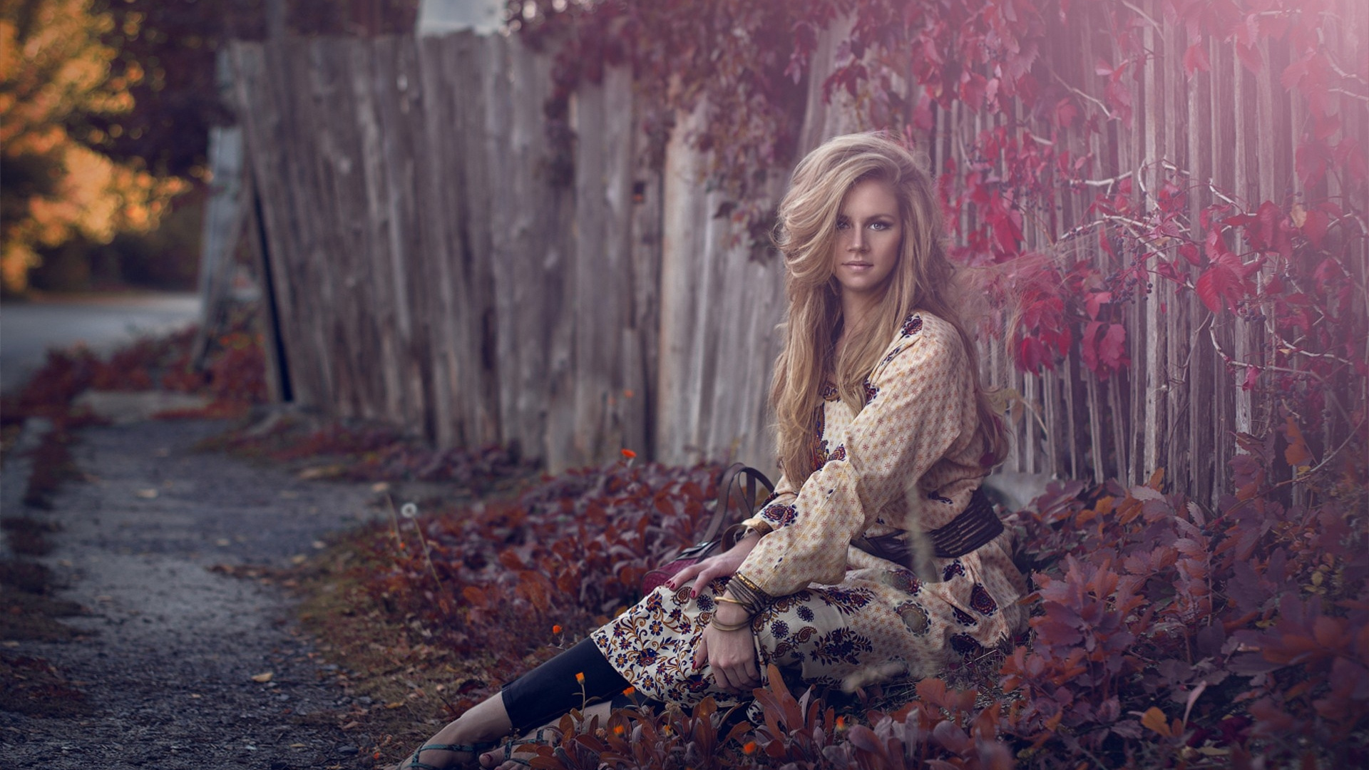 Model, Autumn, Beauty, Tree, Sitting. Wallpaper in 1920x1080 Resolution