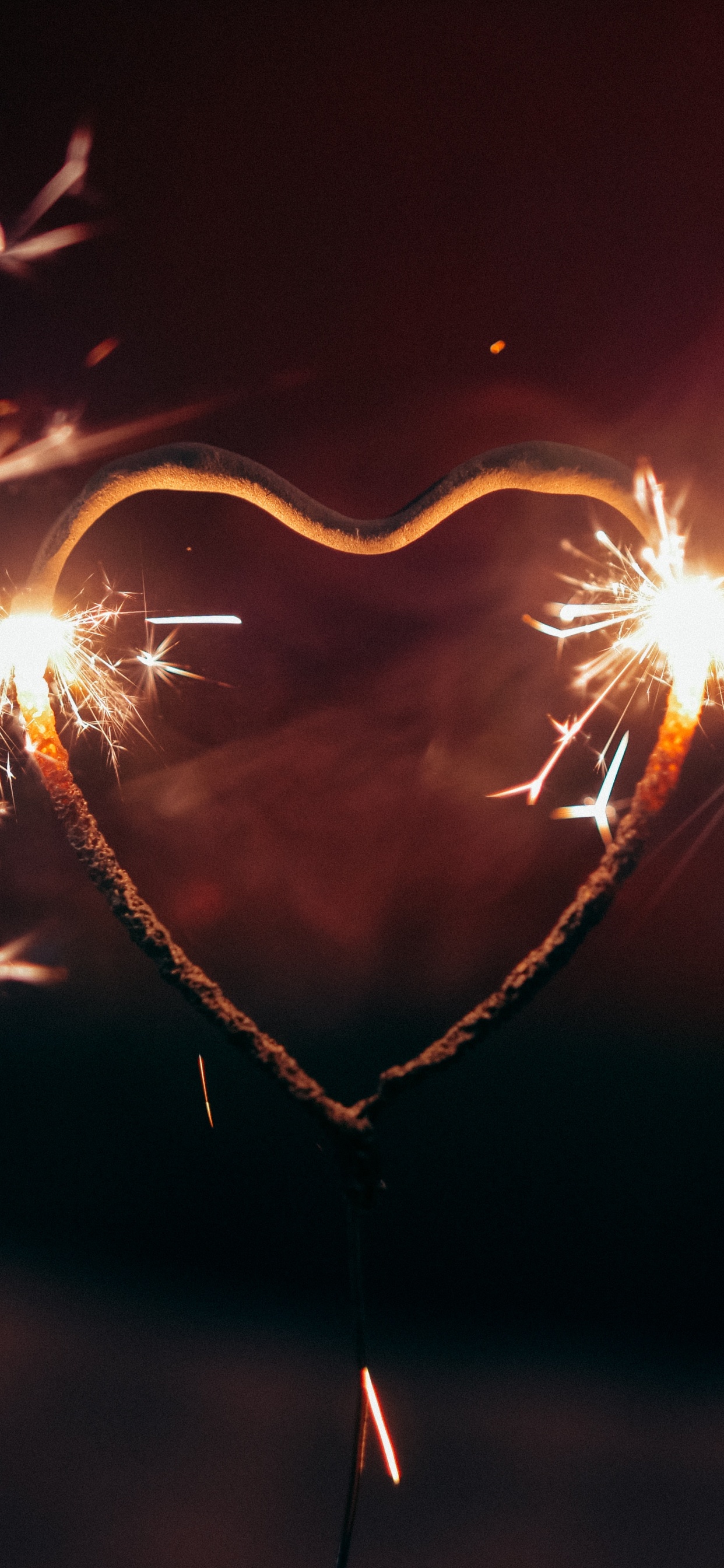 Heart, Sparkler, Light, Night, Fireworks. Wallpaper in 1242x2688 Resolution