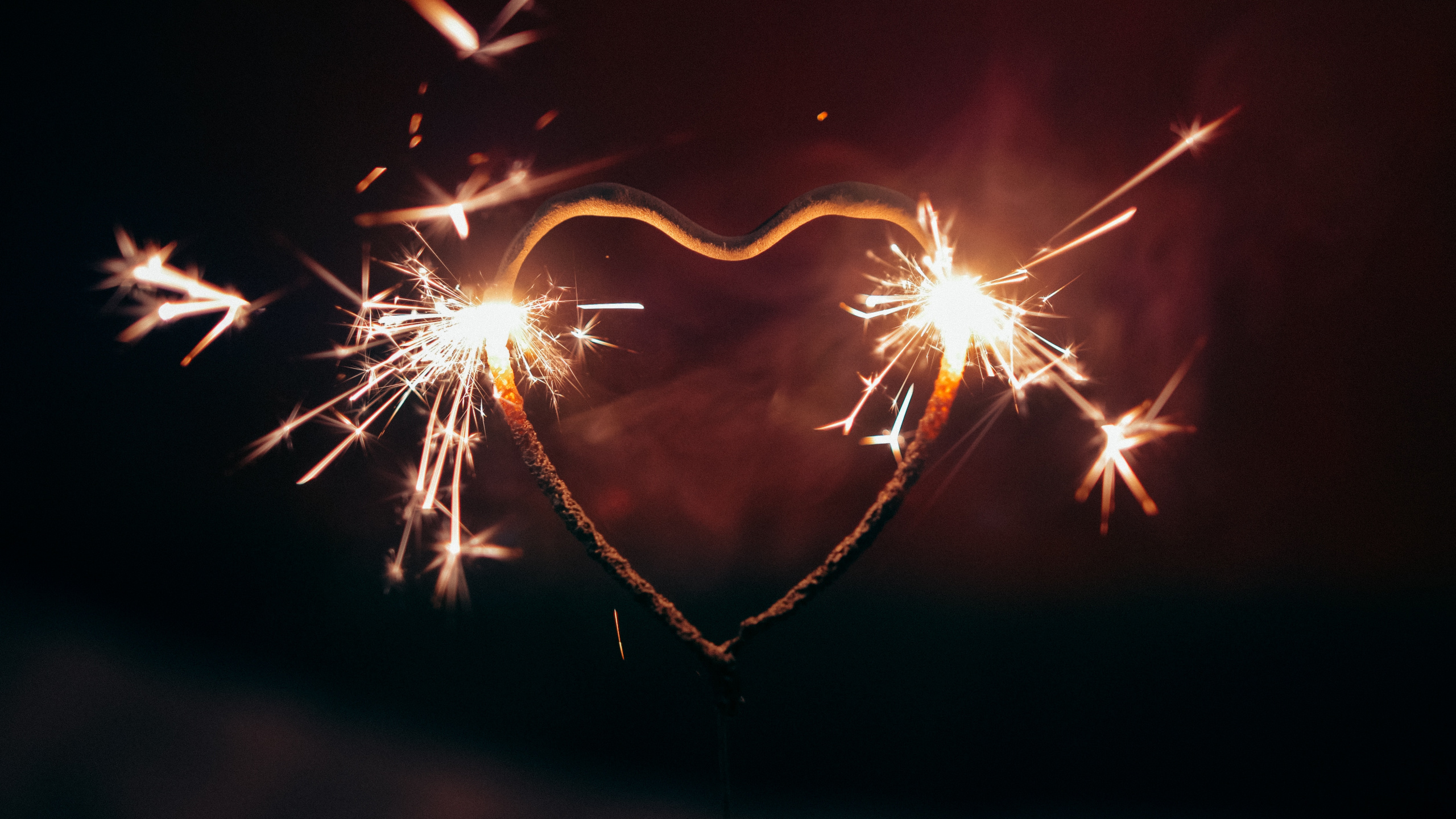 Heart, Sparkler, Light, Night, Fireworks. Wallpaper in 2560x1440 Resolution