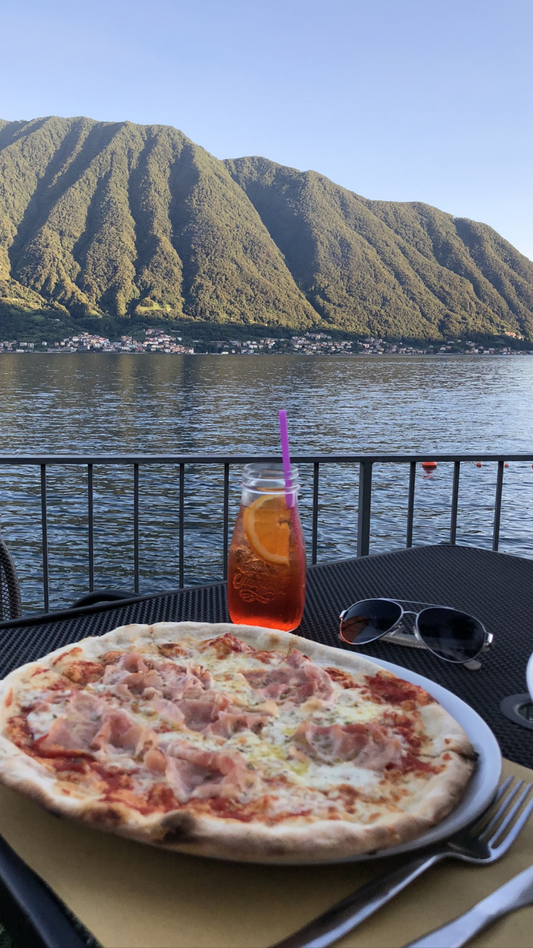 Pizza, European Cuisine, Water, Mountainous Landforms, Food. Wallpaper in 750x1334 Resolution