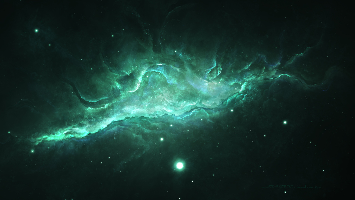 Blue and Black Galaxy Illustration. Wallpaper in 1366x768 Resolution