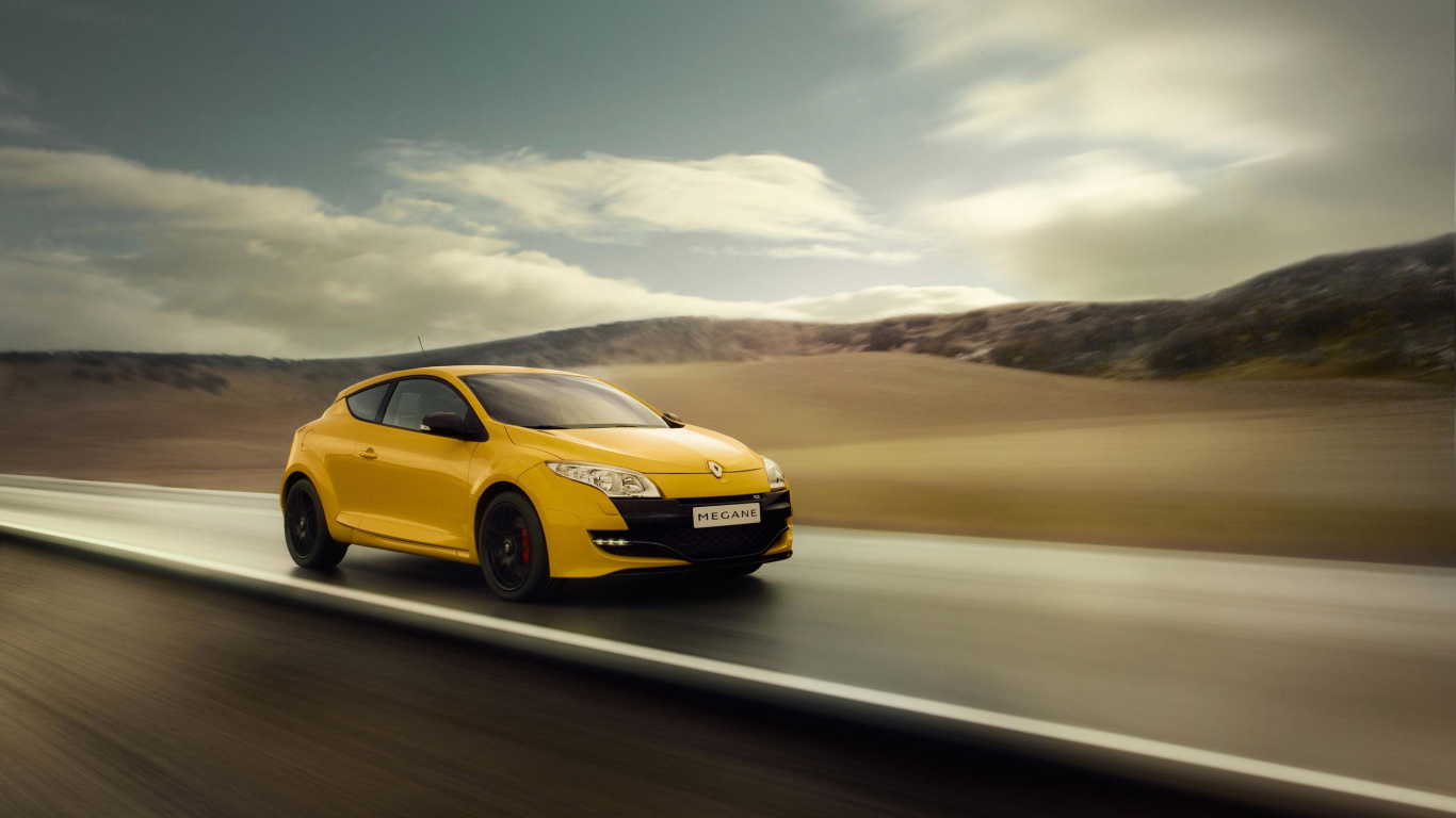 Audi a 4 Amarillo en un Desierto. Wallpaper in 1366x768 Resolution