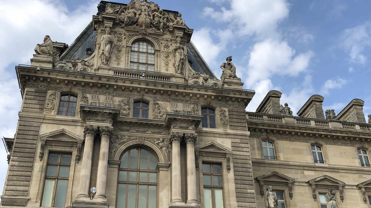 Download 1280x720 Wallpaper Louvre, Cloud, Architecture, Facade, Arch Louvre, Cloud, Architecture, Facade, Arch. Wallpaper in 1280x720 Resolution