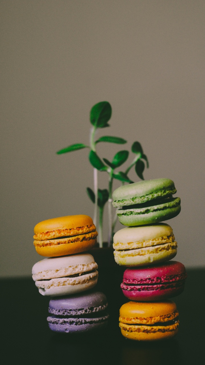 3 White Yellow and Red Macaroons. Wallpaper in 720x1280 Resolution