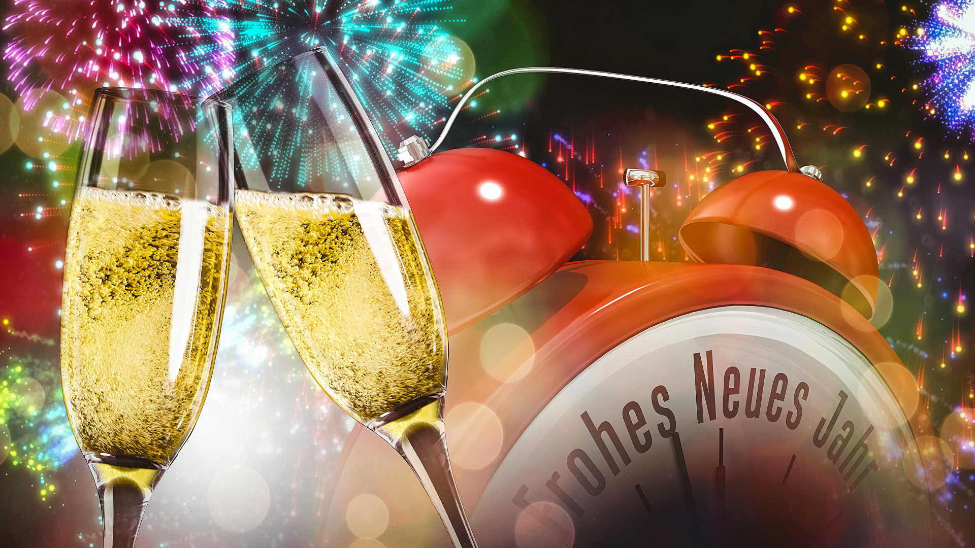 Champagner, Neujahr, Weihnachten, Feuerwerk, Silvester. Wallpaper in 1920x1080 Resolution