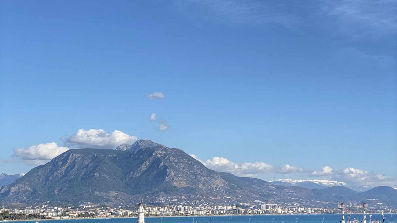 Water, Cloud, Mountain, Azure, Blue. Wallpaper in 1366x768 Resolution