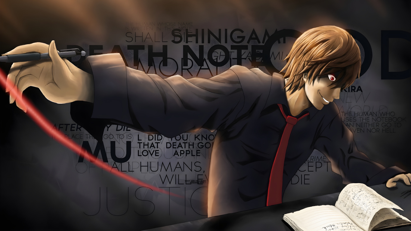 Light Yagami, Ryuk, Death Note, R E M, Animated Cartoon. Wallpaper in 1366x768 Resolution