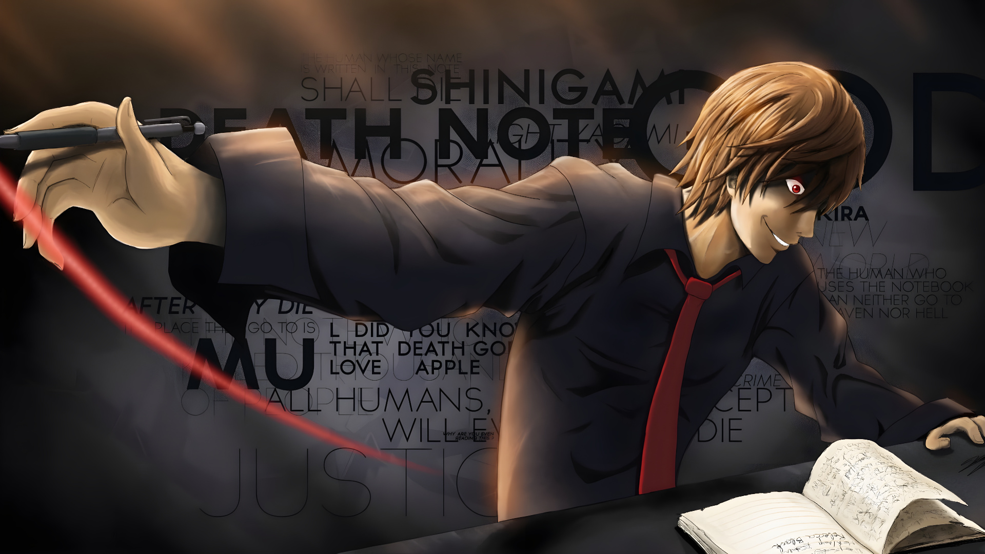 Light Yagami, Ryuk, la Nota de la Muerte, Movimiento Rápido Del Ojo, de Dibujos Animados. Wallpaper in 1920x1080 Resolution