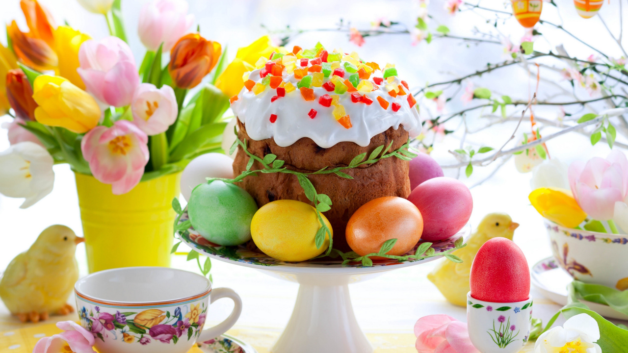 Kulich, Pâques, Aliment, Douceur, Dessert. Wallpaper in 1280x720 Resolution