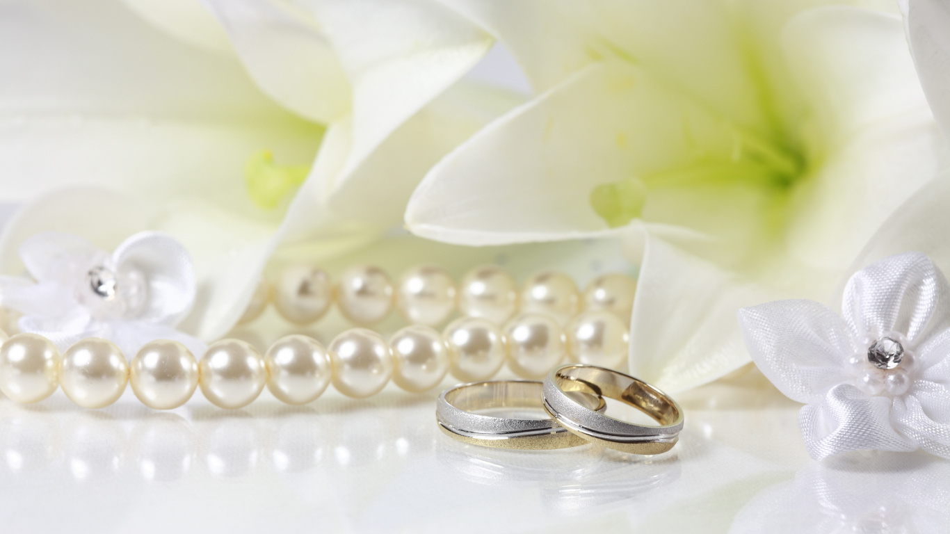 Wedding Invitation, Wedding, Wedding Ring, White, Pearl. Wallpaper in 1366x768 Resolution