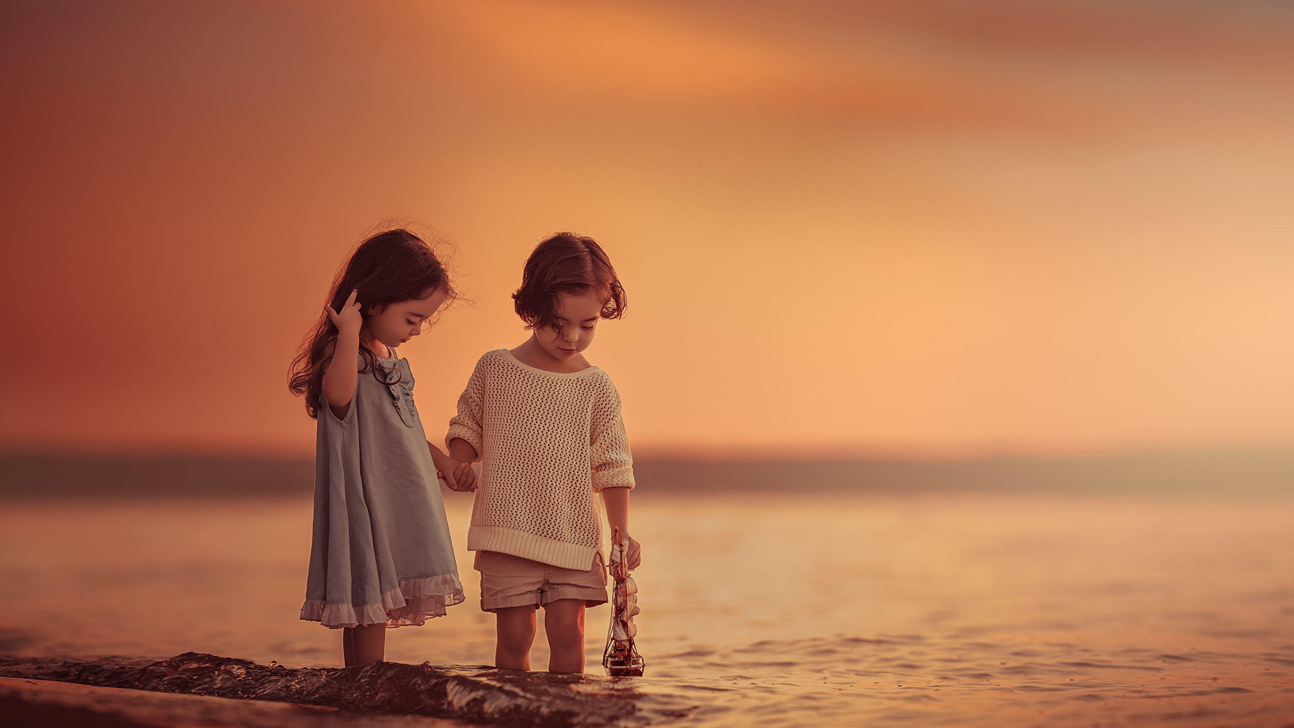 Cuteness, Sea, Standing, Child, Fun. Wallpaper in 2560x1440 Resolution