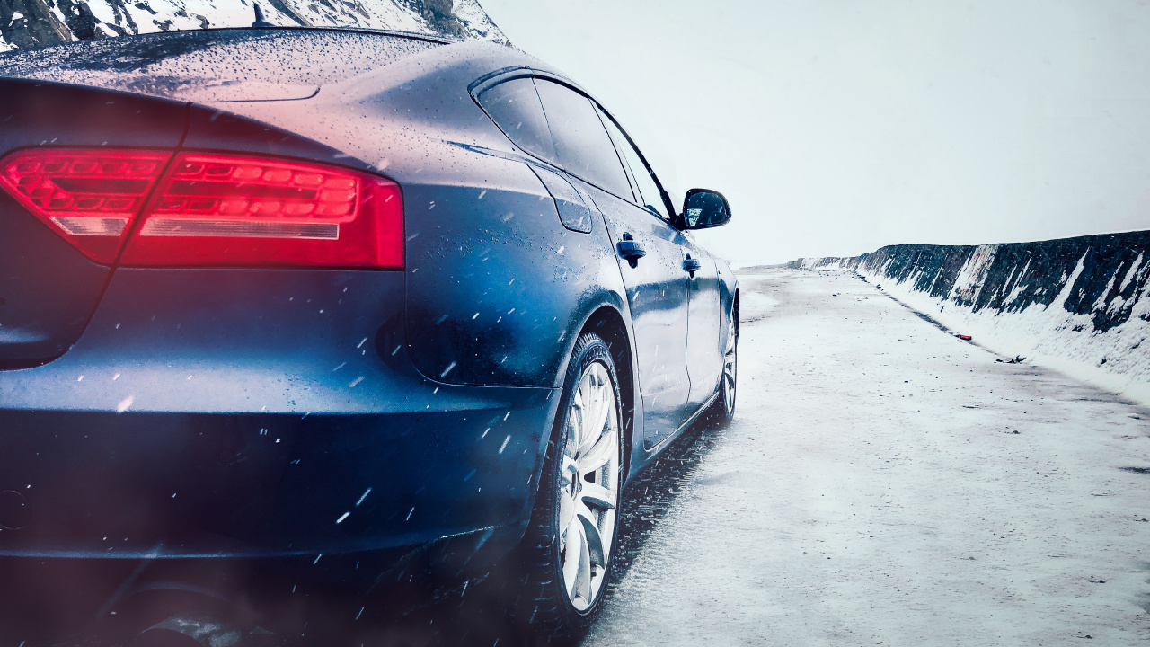 Red Ferrari 458 Italia on Snow Covered Ground. Wallpaper in 1280x720 Resolution