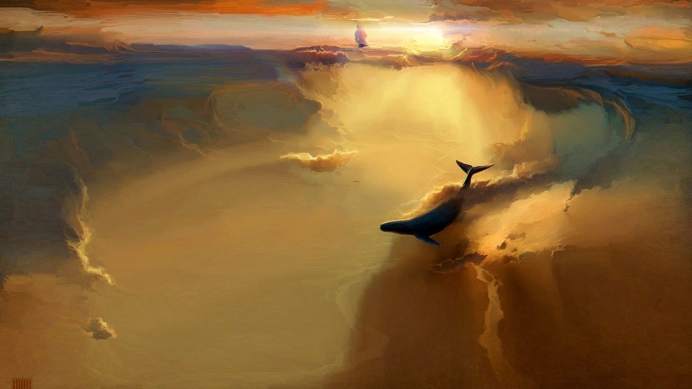 Pájaro Volando Sobre Las Nubes Durante el Día. Wallpaper in 1366x768 Resolution