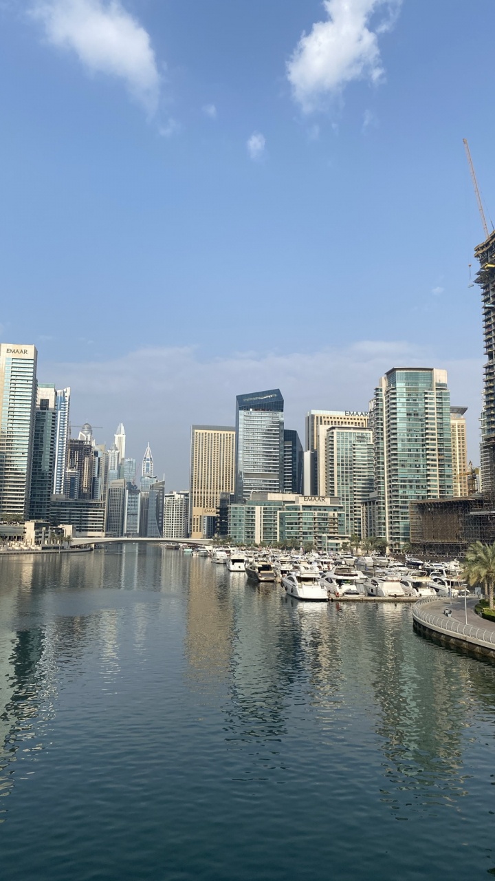 Dubai, Skyline, Body of Water, Tower Block, Daytime. Wallpaper in 720x1280 Resolution