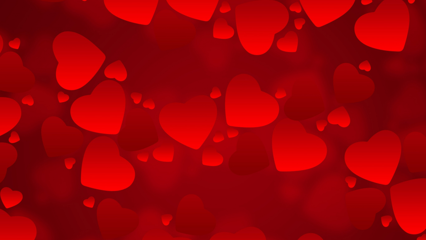 Cœur, Red, le Jour de Valentines, Pétale, Lumière. Wallpaper in 1366x768 Resolution