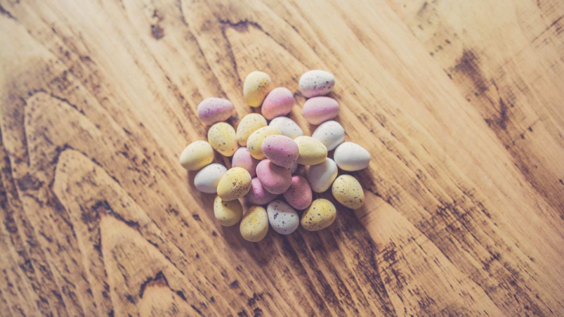 Pink and White Heart Shaped Candies on Brown Wooden Table. Wallpaper in 1920x1080 Resolution