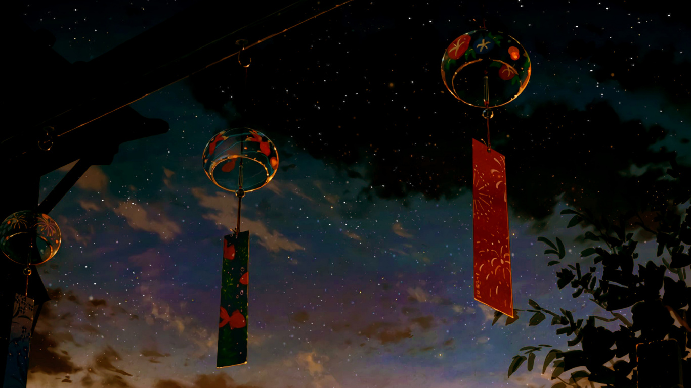 Anime Lantern, Anime, Lantern, Poster, Painting. Wallpaper in 1366x768 Resolution