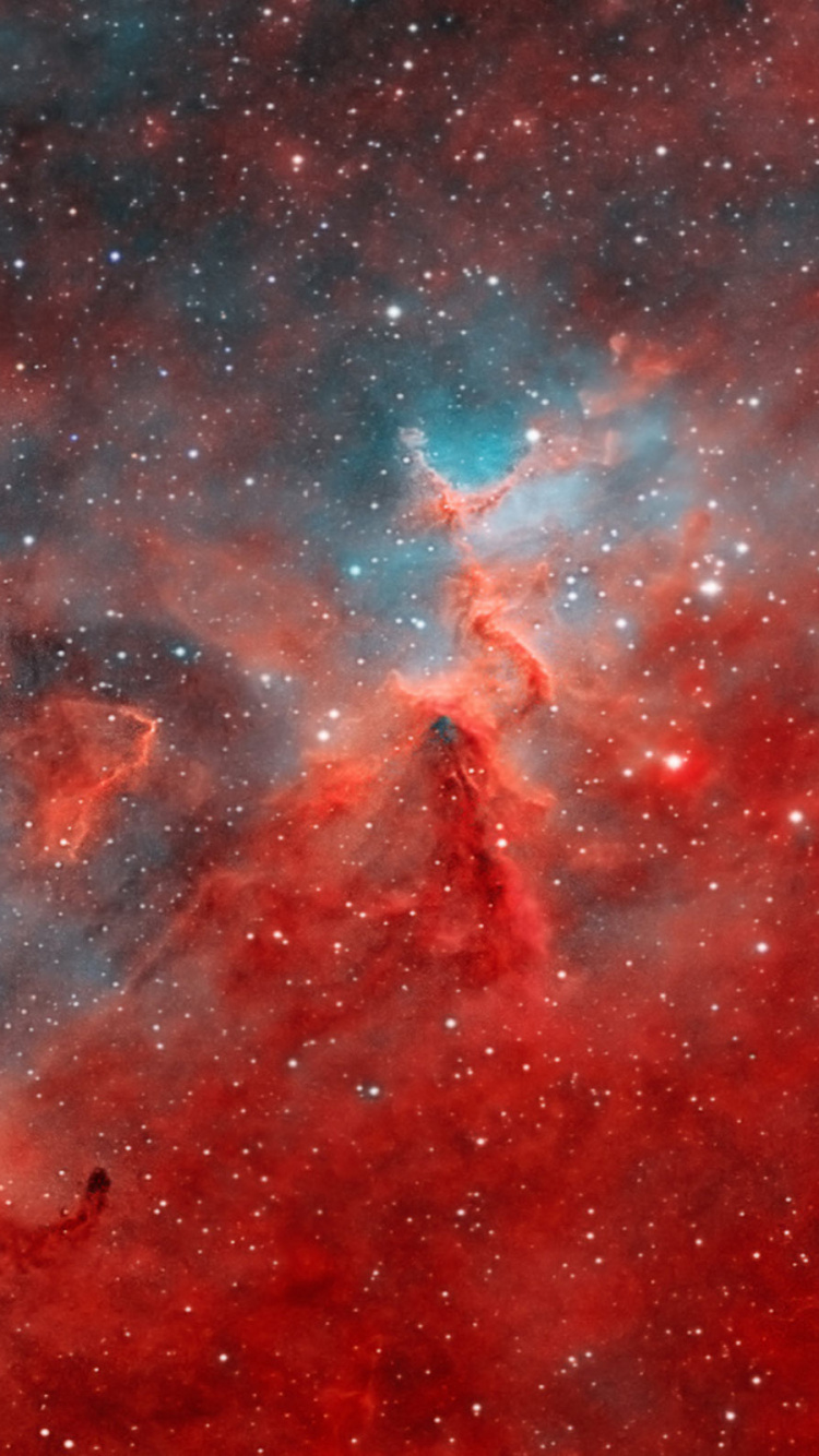 Nuit Étoilée Bleue et Rouge. Wallpaper in 750x1334 Resolution