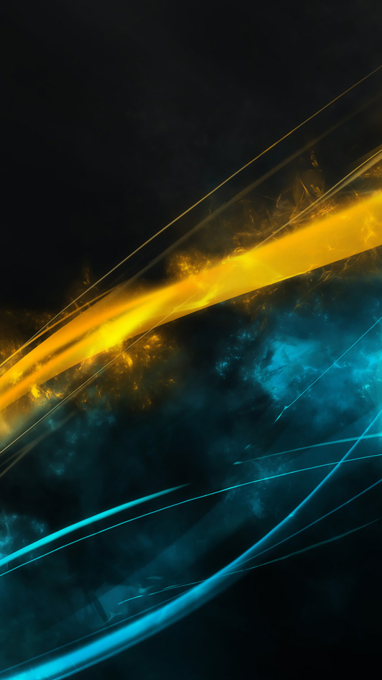 Blaue Und Gelbe Lichtstreifen. Wallpaper in 750x1334 Resolution