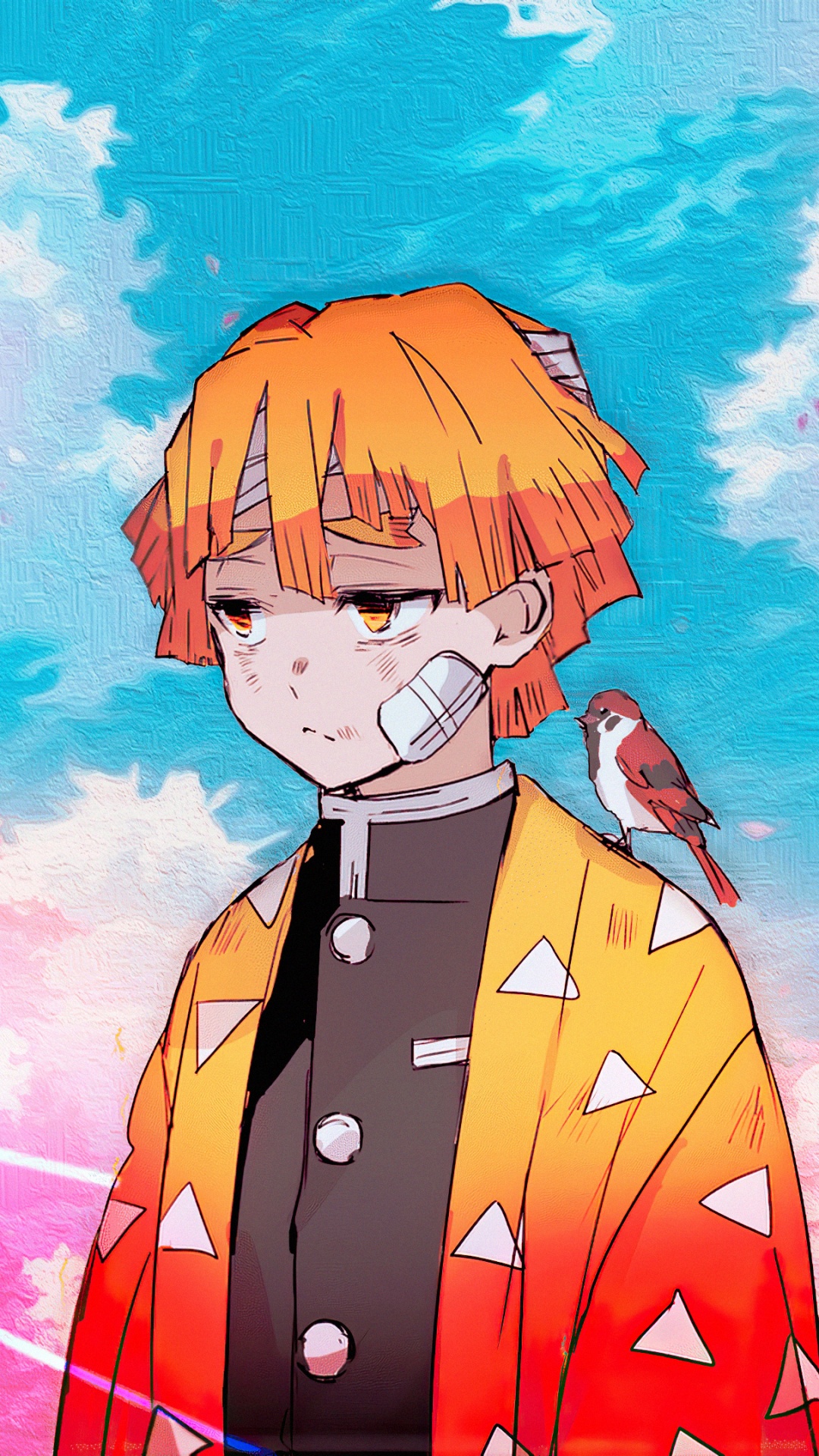 Anime, Zenitsu Agatsuma, Dämonentöter Kimetsu no Yaiba, Menschen in Der Natur, Cartoon. Wallpaper in 1080x1920 Resolution