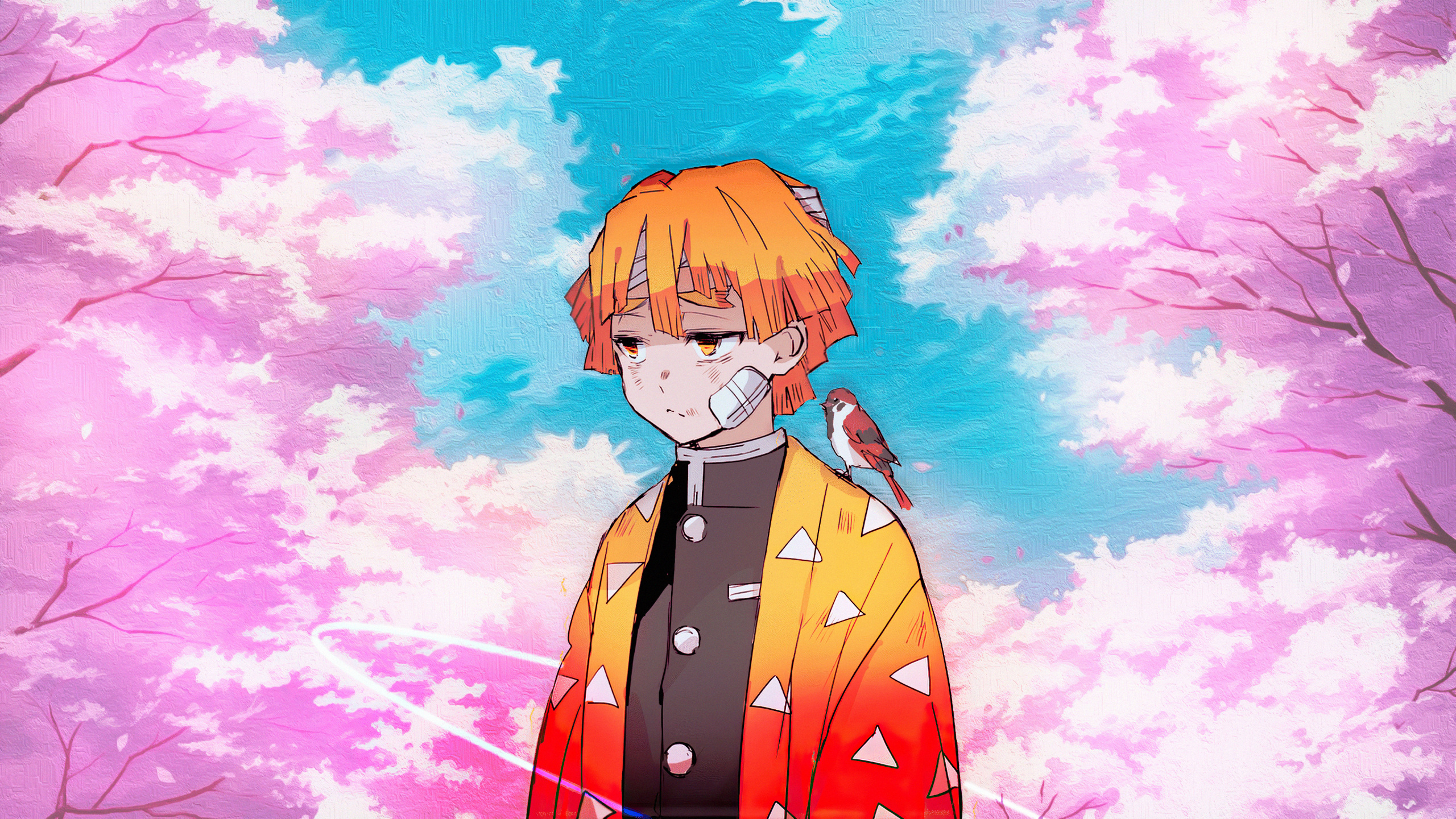 Anime, Zenitsu Agatsuma, Dämonentöter Kimetsu no Yaiba, Menschen in Der Natur, Cartoon. Wallpaper in 2560x1440 Resolution