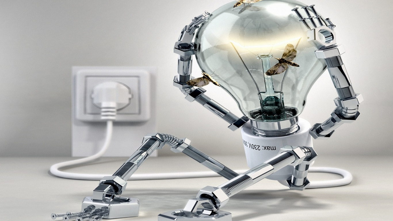 Silber-schwarzes Roboterspielzeug. Wallpaper in 1366x768 Resolution