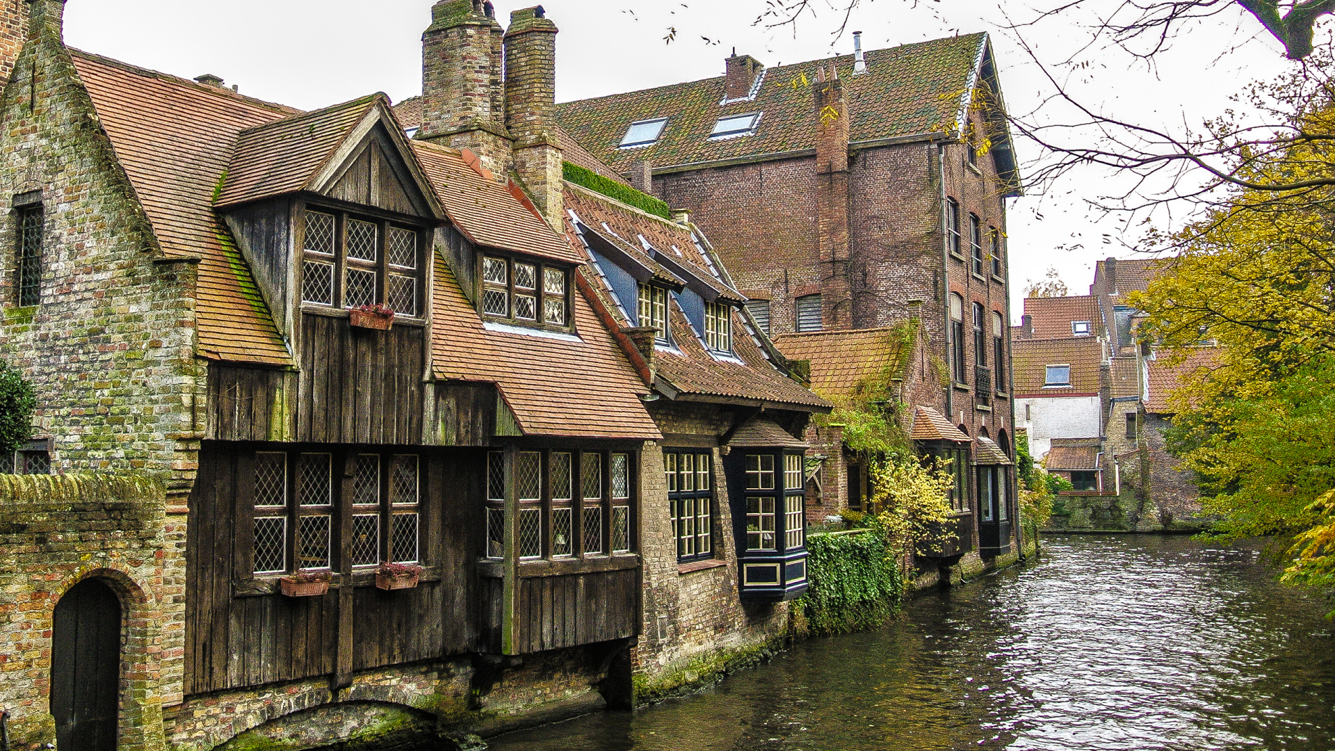 Brown Brick Building Beside River During Daytime. Wallpaper in 1920x1080 Resolution