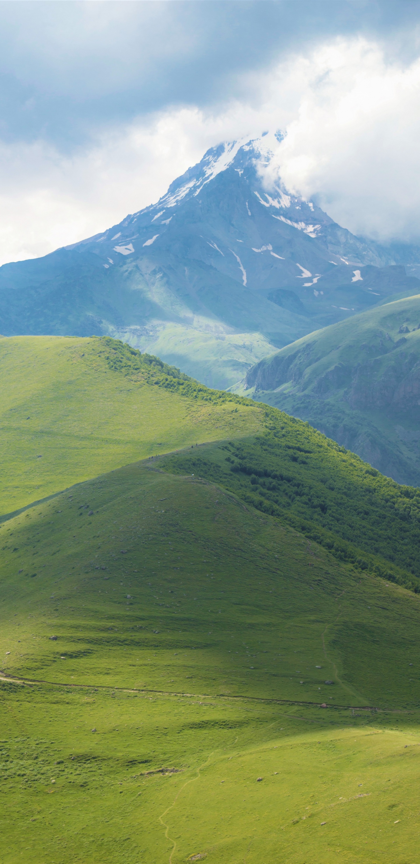 Highland, Grassland, Mount Scenery, Cloud, Mountain. Wallpaper in 1440x2960 Resolution