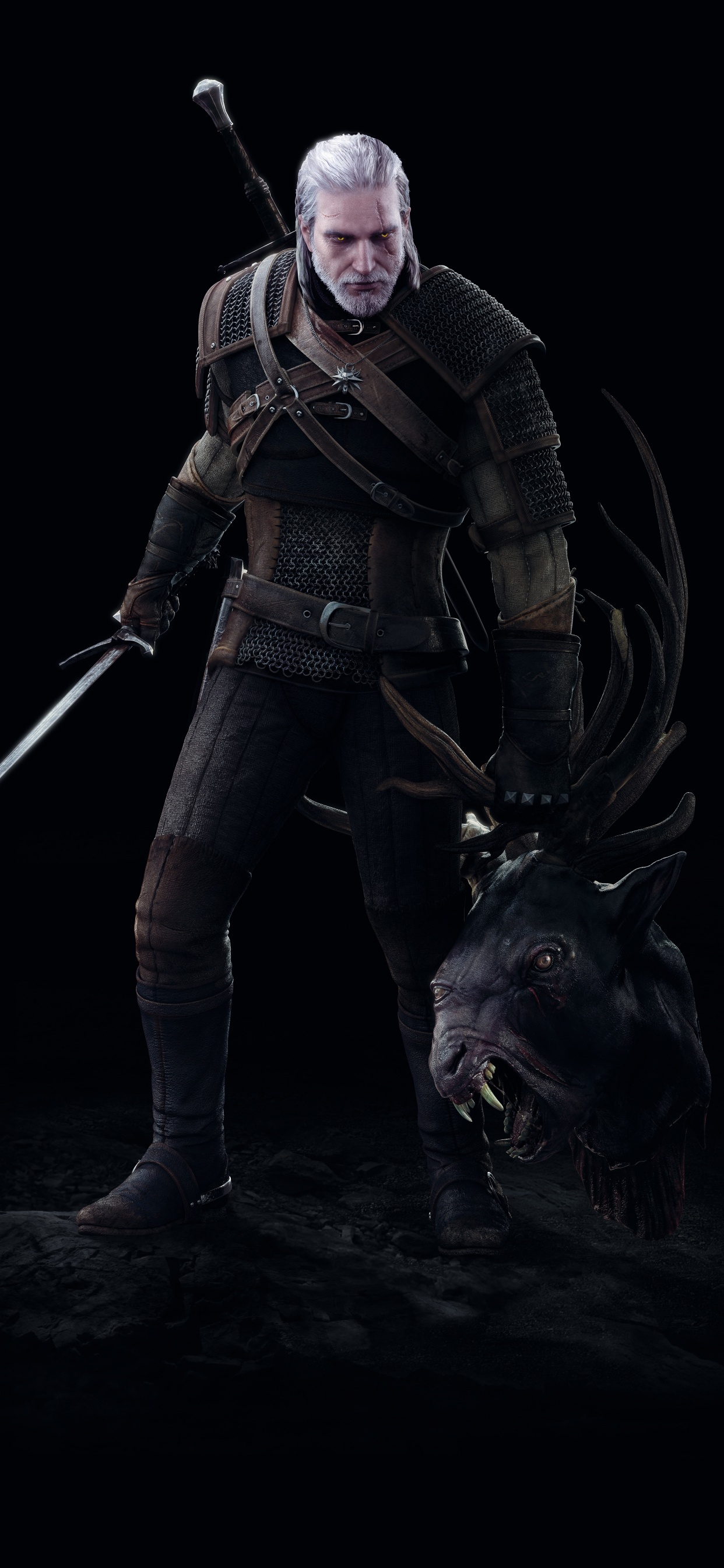The Witcher 3 Wild Hunt, Geralt of Rivia, Darkness, Action Figure, Outerwear. Wallpaper in 1242x2688 Resolution