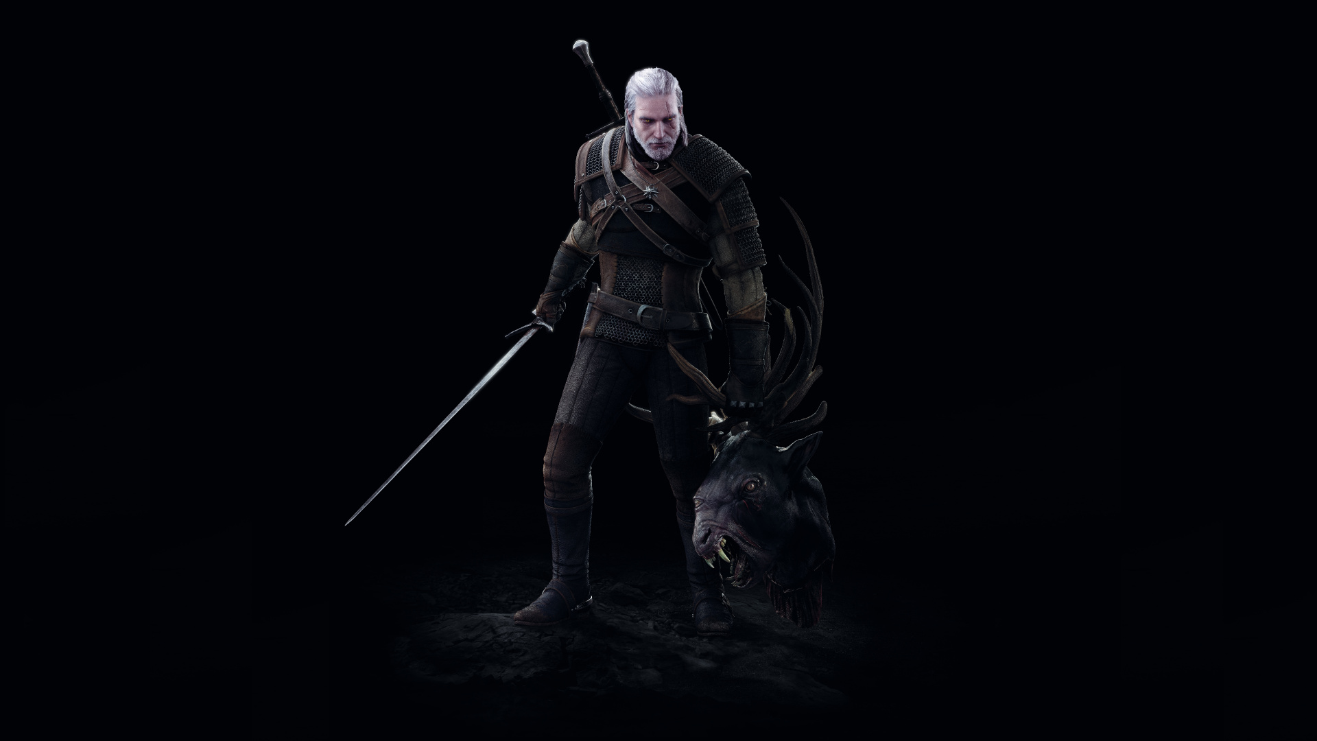 The Witcher 3 Wild Hunt, Geralt of Rivia, Darkness, Action Figure, Outerwear. Wallpaper in 1920x1080 Resolution