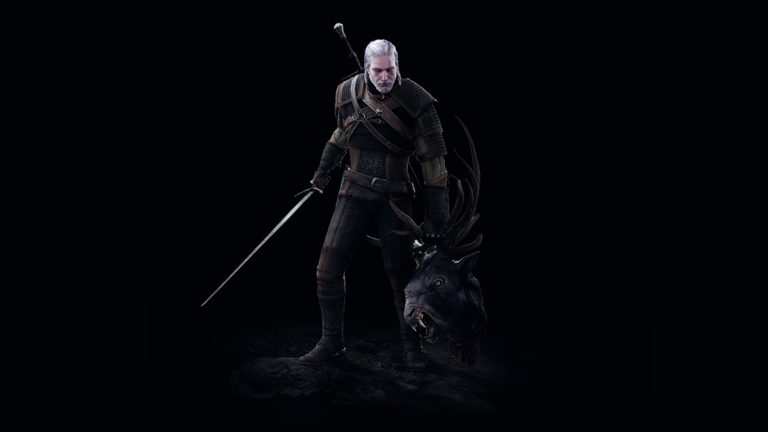 The Witcher 3 Wild Hunt, Geralt of Rivia, Darkness, Action Figure, Outerwear. Wallpaper in 2560x1440 Resolution