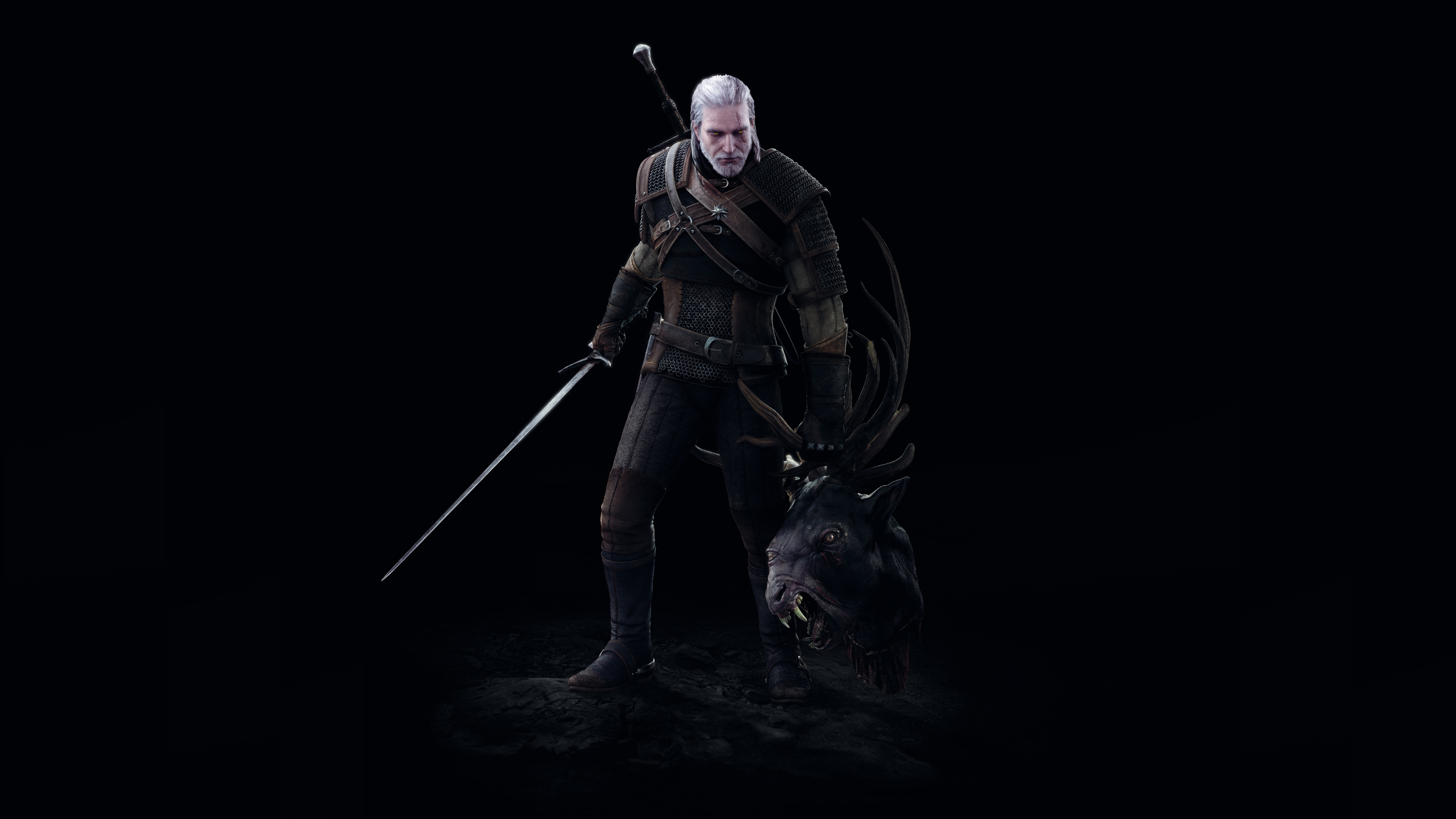 The Witcher 3 Wild Hunt, Geralt of Rivia, Darkness, Action Figure, Outerwear. Wallpaper in 3840x2160 Resolution