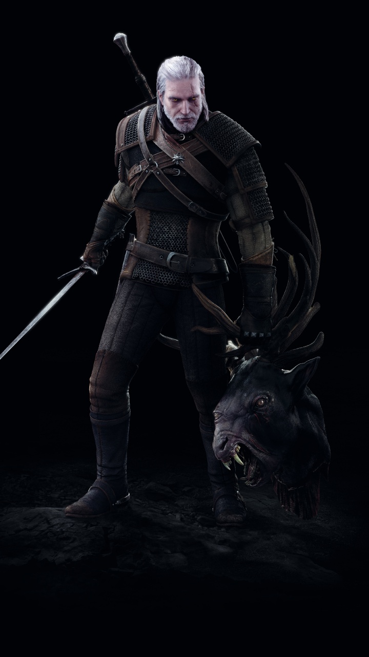 The Witcher 3 Wild Hunt, Geralt of Rivia, Darkness, Action Figure, Outerwear. Wallpaper in 720x1280 Resolution