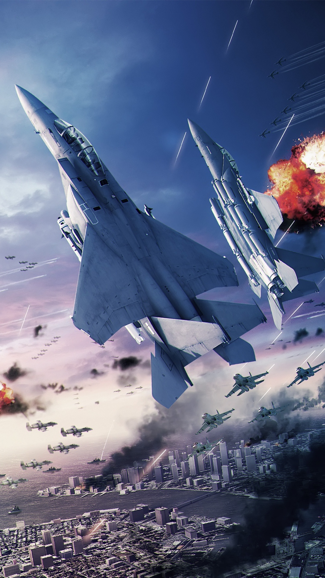 Ace Combat 6 Poster, Xbox 360, Combat, Cloud, Aircraft. Wallpaper in 1080x1920 Resolution