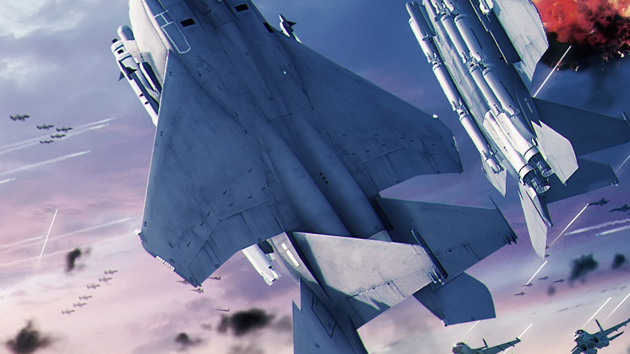 Ace Combat 6 Poster, Xbox 360, Combat, Cloud, Aircraft. Wallpaper in 1280x720 Resolution