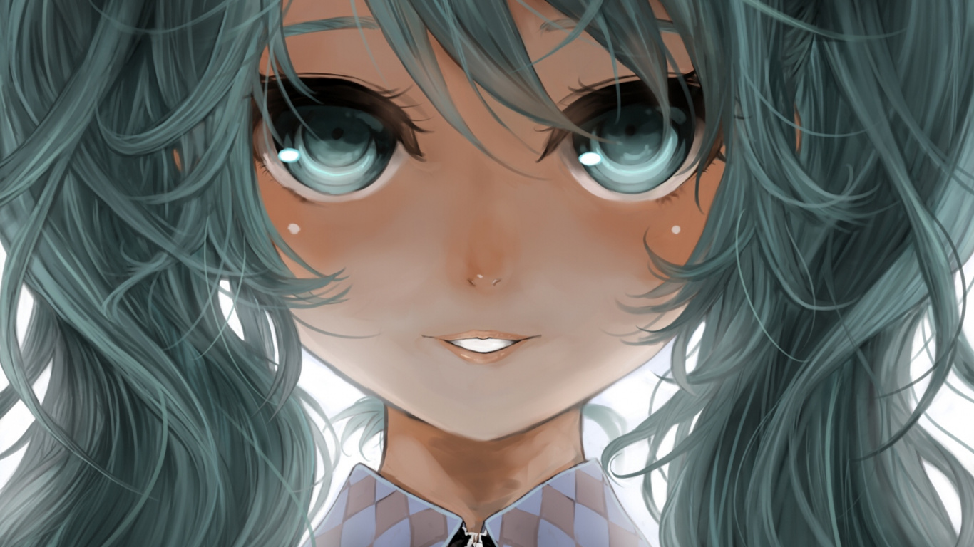 Mujer Con Personaje de Anime de Pelo Azul. Wallpaper in 1366x768 Resolution