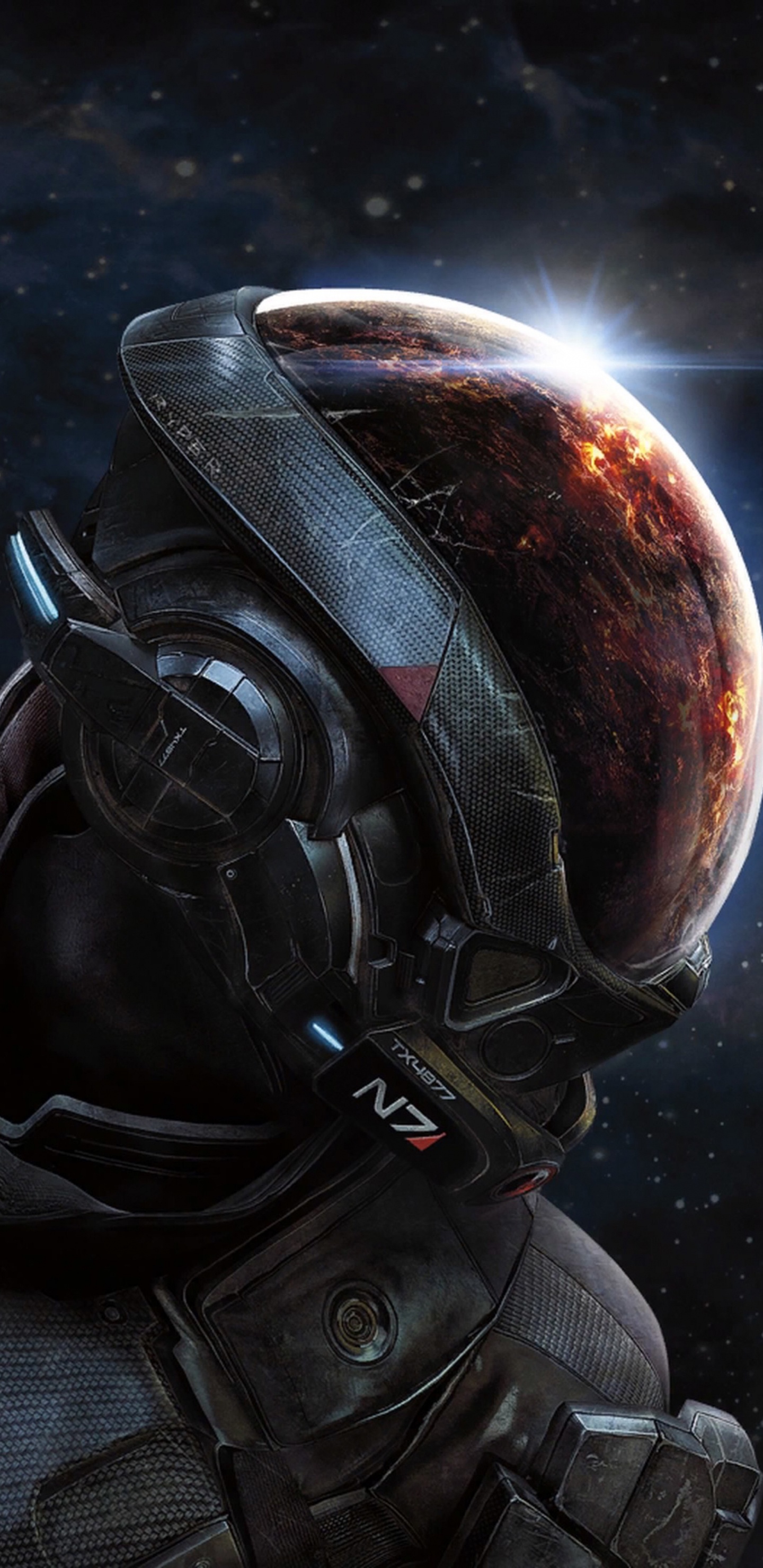 Andromeda-Helm Mit Masseneffekt, Mass Effect Andromeda, Legendäre Ausgabe Mit Masseneffekt, Bioware, Andromeda-Initiative. Wallpaper in 1440x2960 Resolution