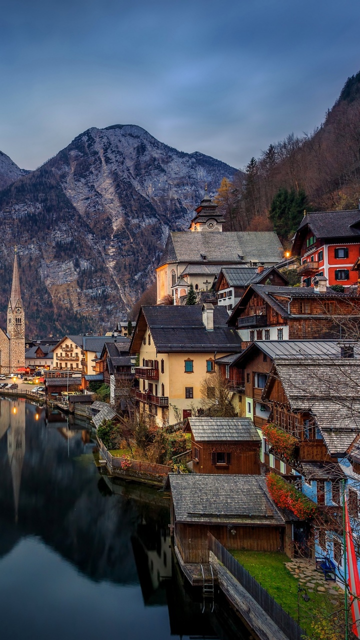 性质, 山村, 反射, 多山的地貌, 山脉 壁纸 720x1280 允许