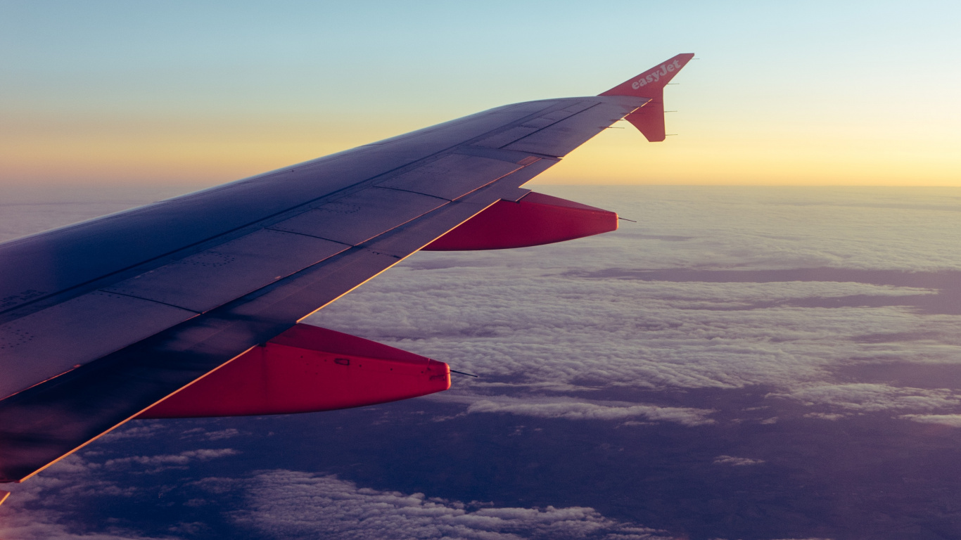 White and Red Airplane Wing During Daytime. Wallpaper in 1366x768 Resolution