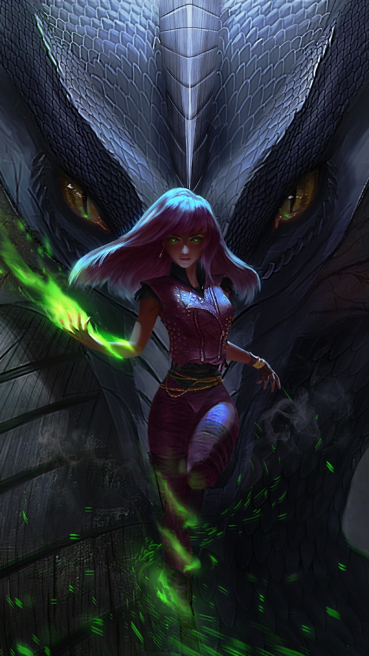 Drache Mit Grünen Flügeln Abbildung. Wallpaper in 720x1280 Resolution