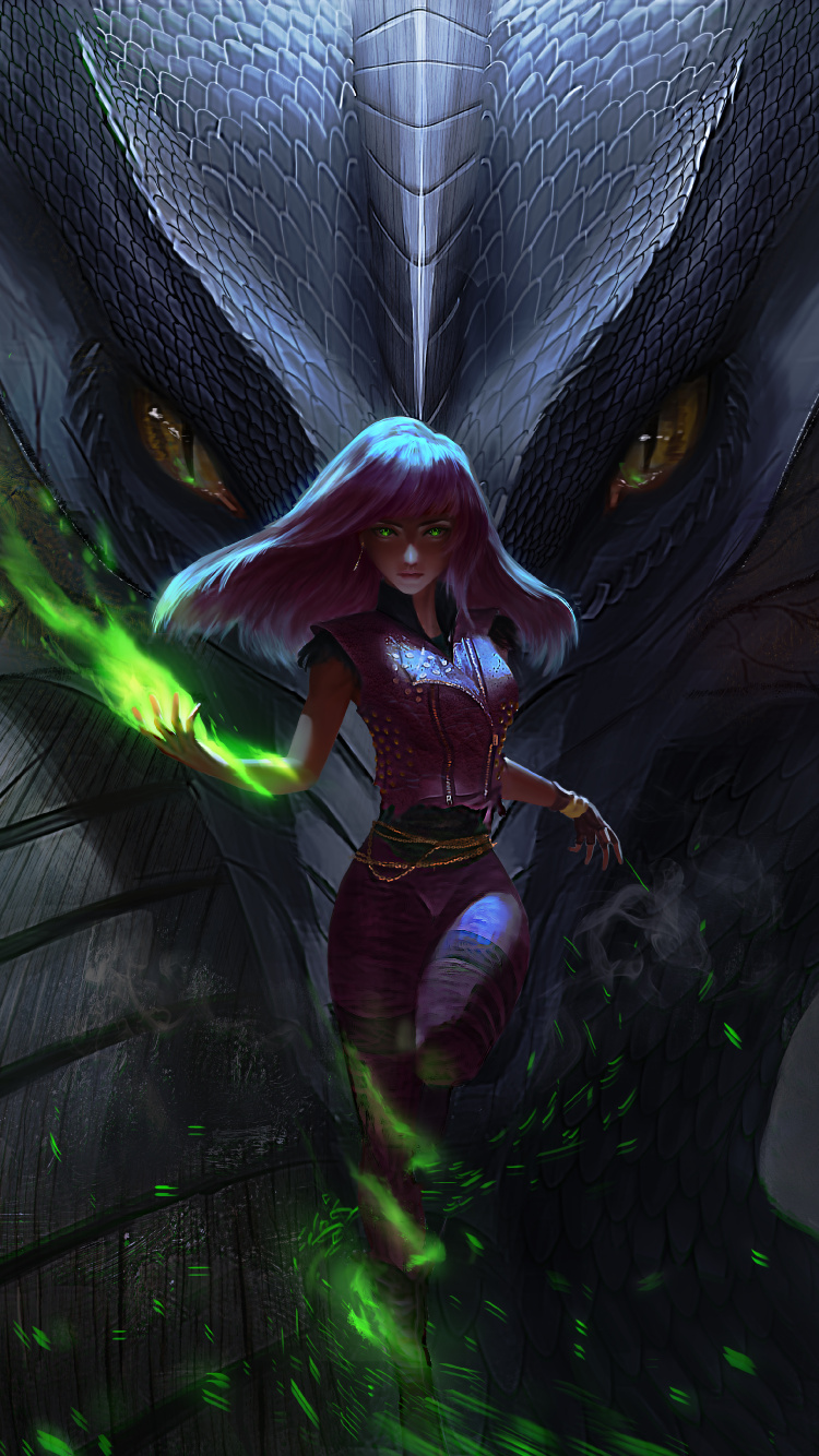 Drache Mit Grünen Flügeln Abbildung. Wallpaper in 750x1334 Resolution