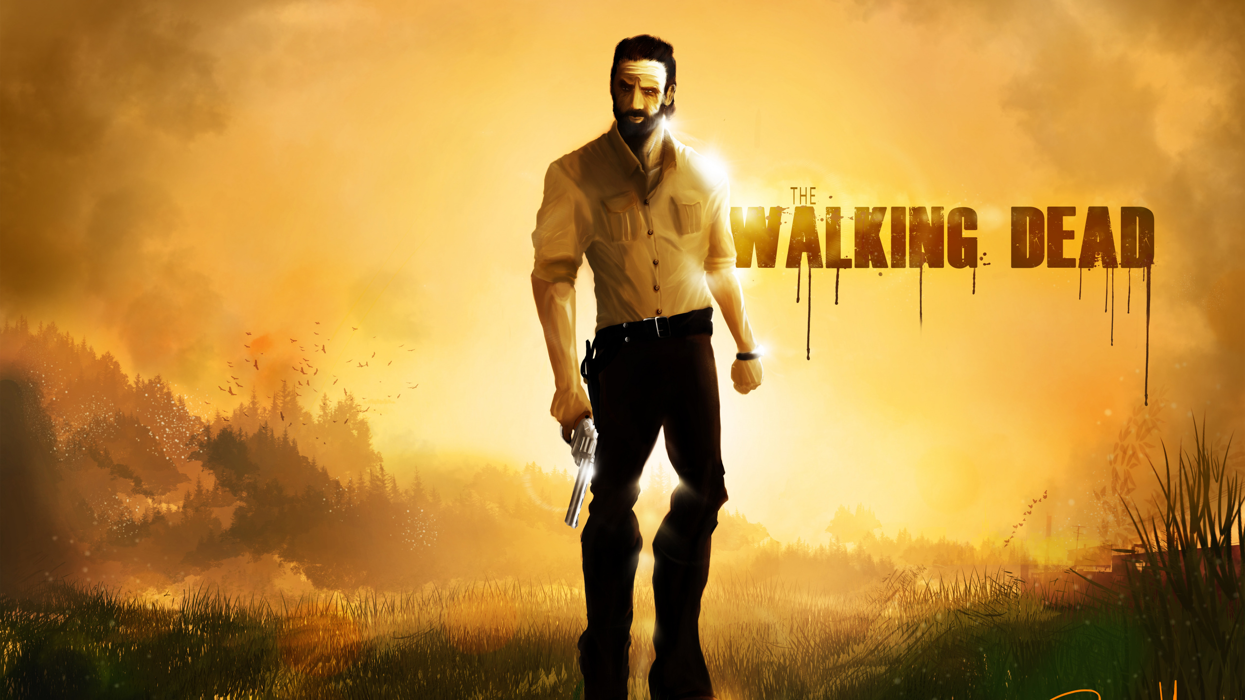 L'homme en Costume Blanc Debout Sur le Terrain D'herbe Verte Pendant le Coucher du Soleil. Wallpaper in 2560x1440 Resolution