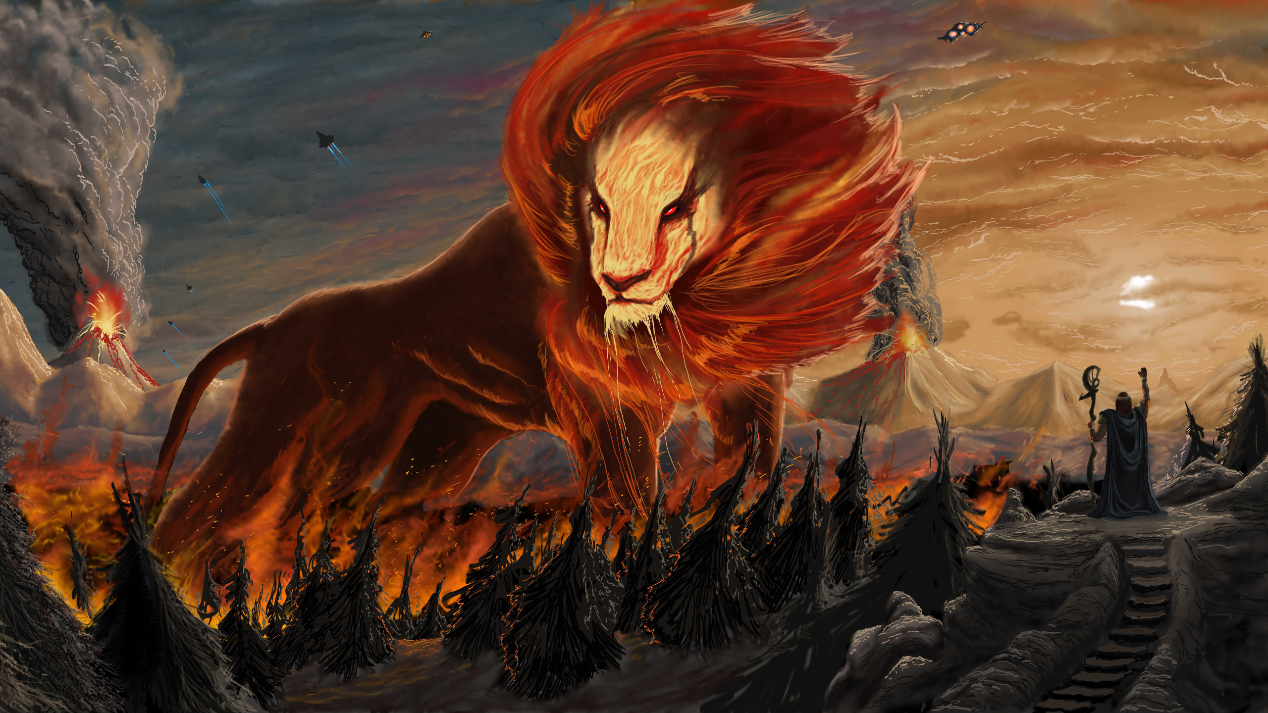 Lion Dans L'eau Pendant la Journée. Wallpaper in 2560x1440 Resolution