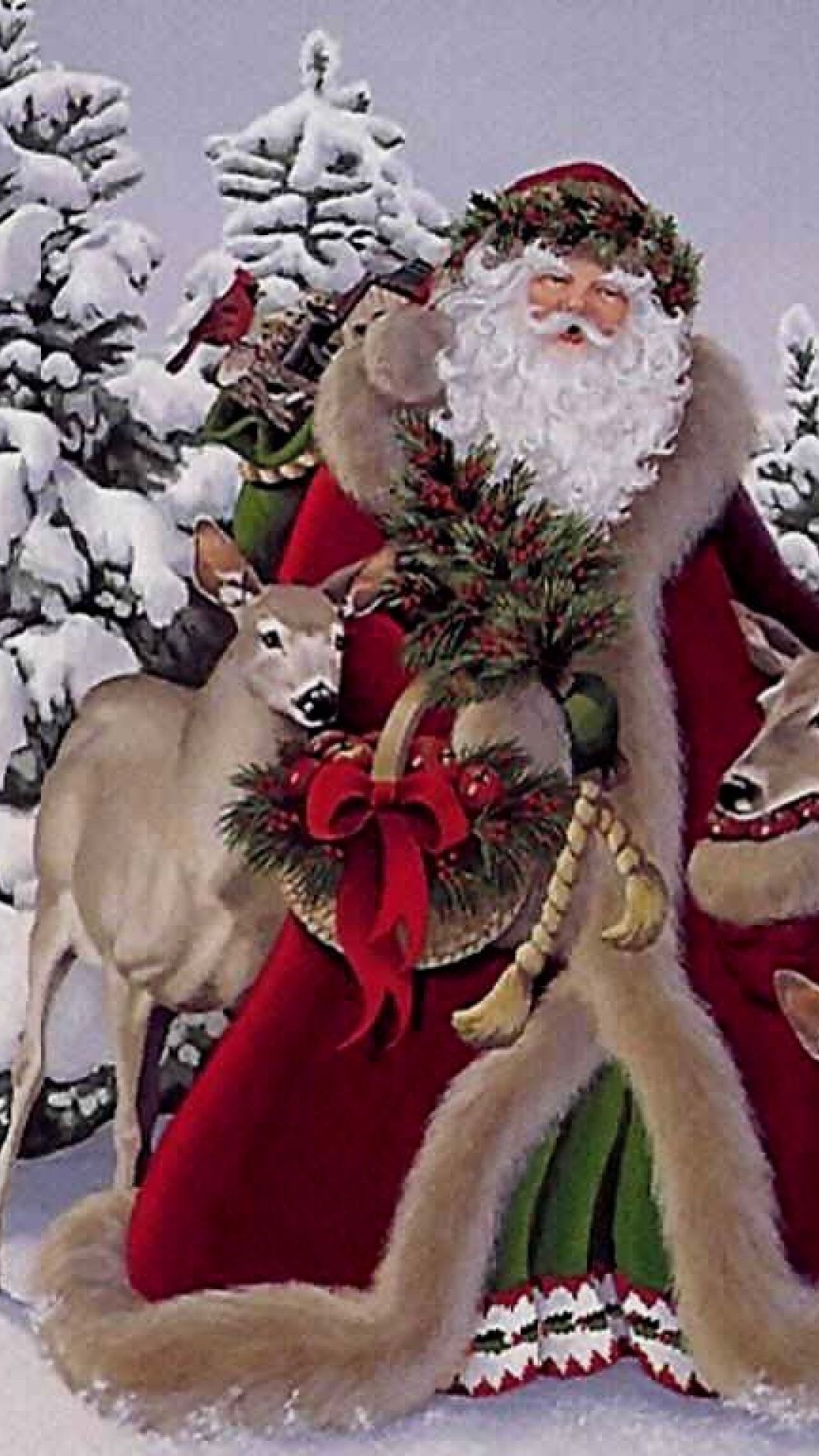 El Día De Navidad, Santa Claus, Ded Moroz, Navidad, Invierno. Wallpaper in 1080x1920 Resolution