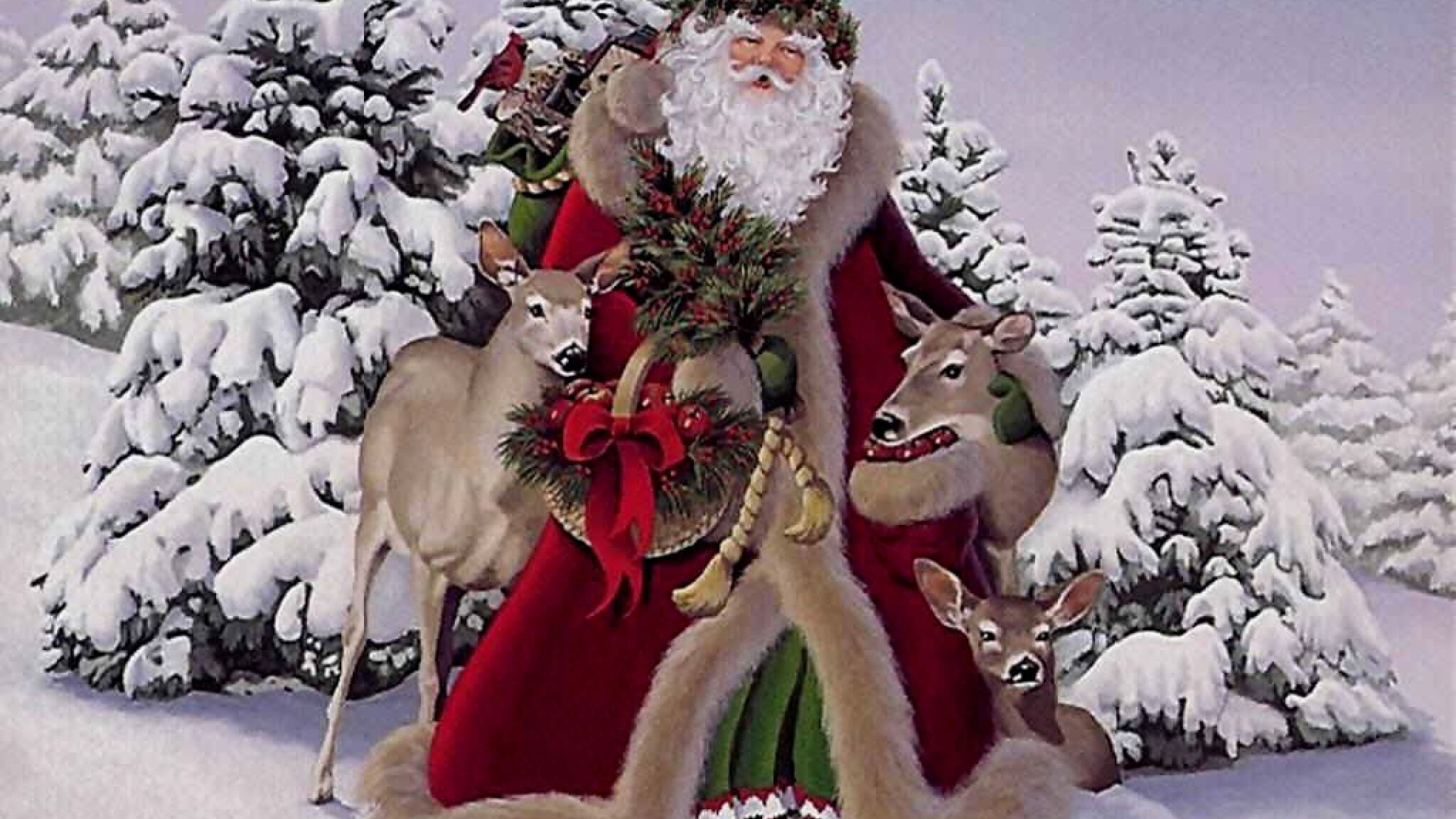 El Día De Navidad, Santa Claus, Ded Moroz, Navidad, Invierno. Wallpaper in 2560x1440 Resolution