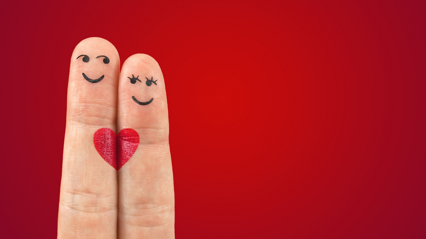el Día de San Valentín, Abrazo, Coraz, Dedo, Rojo. Wallpaper in 1366x768 Resolution